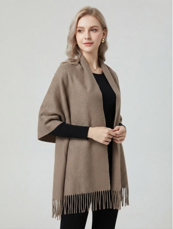 Cashmere Cape W/ Rhinestones